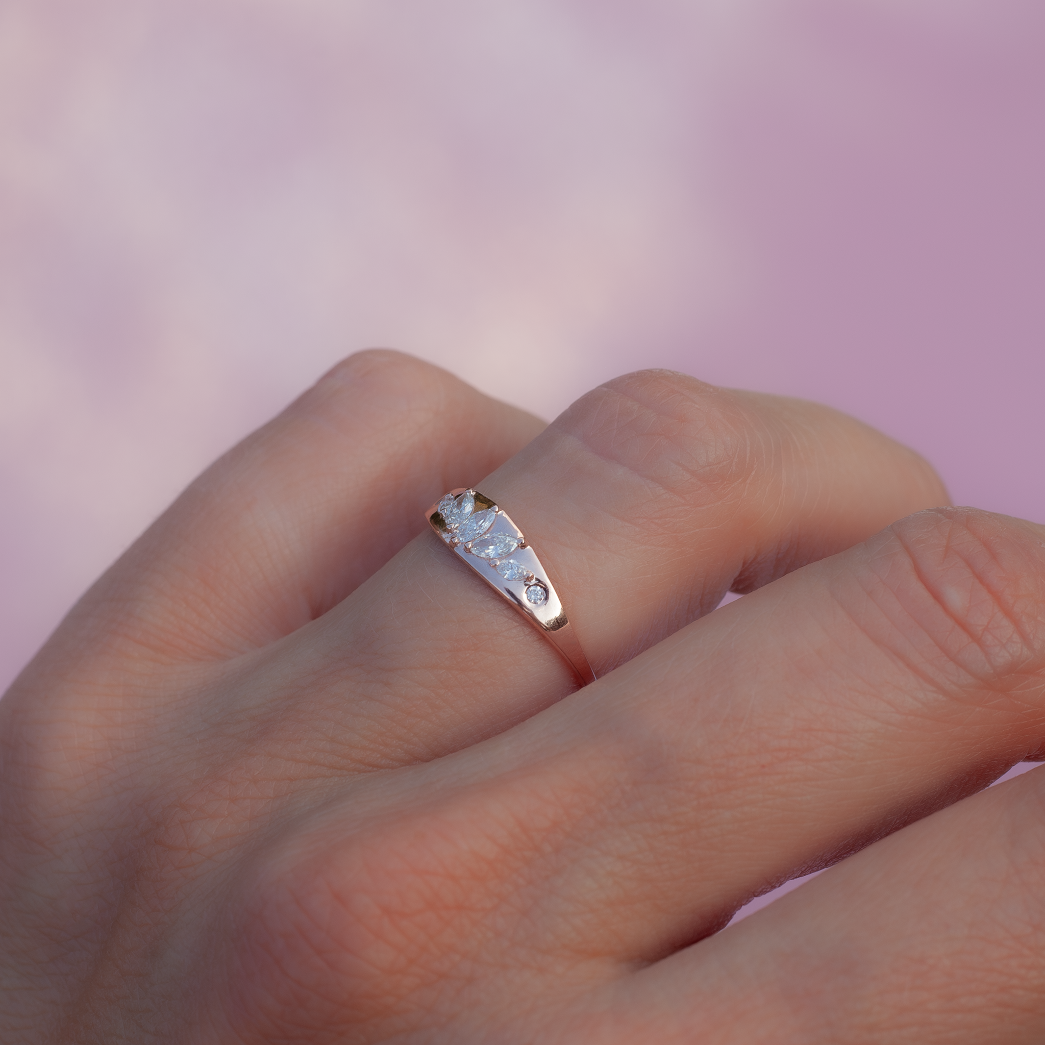 diamond signet ring 14k rose
