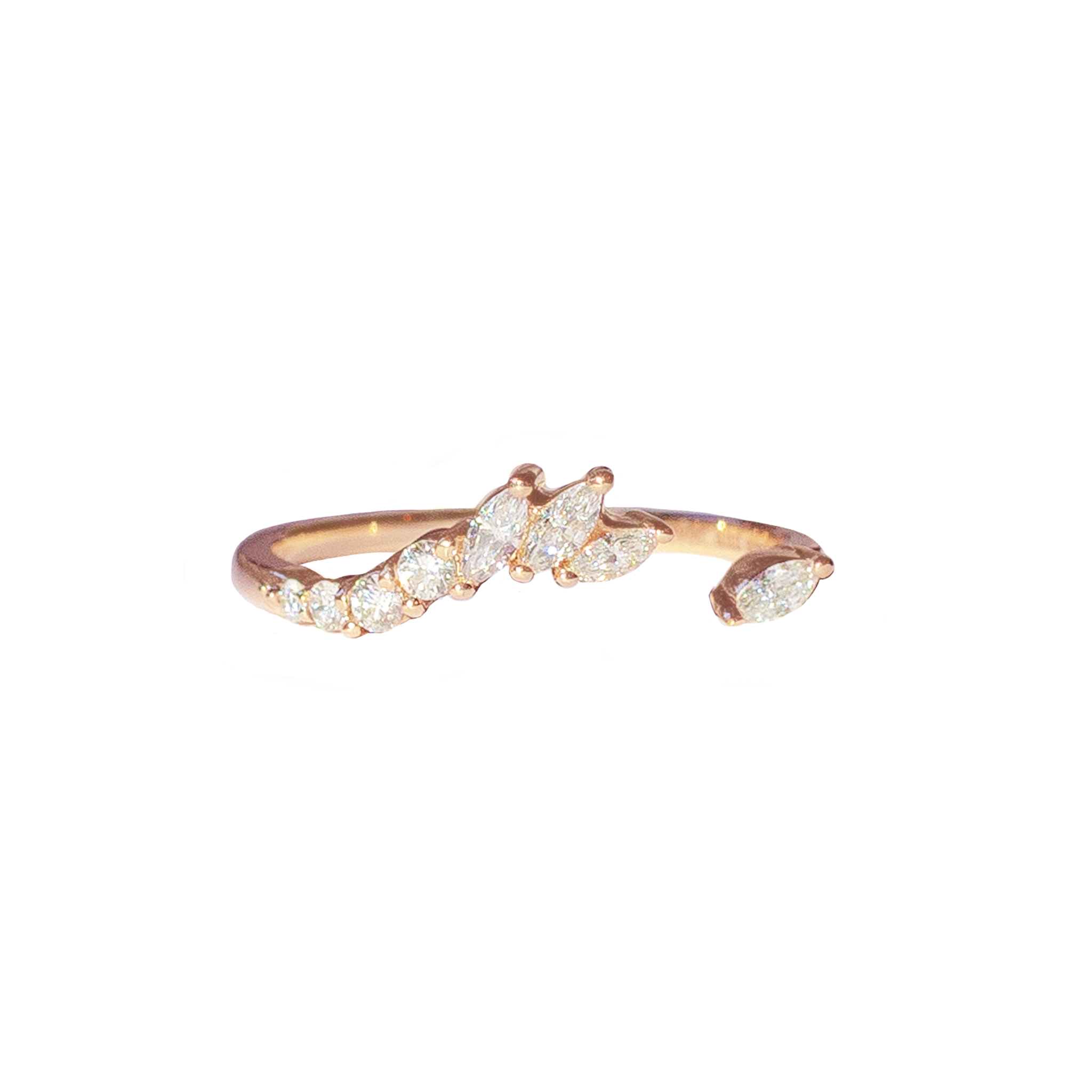 Asymmetrical wedding ring rose gold