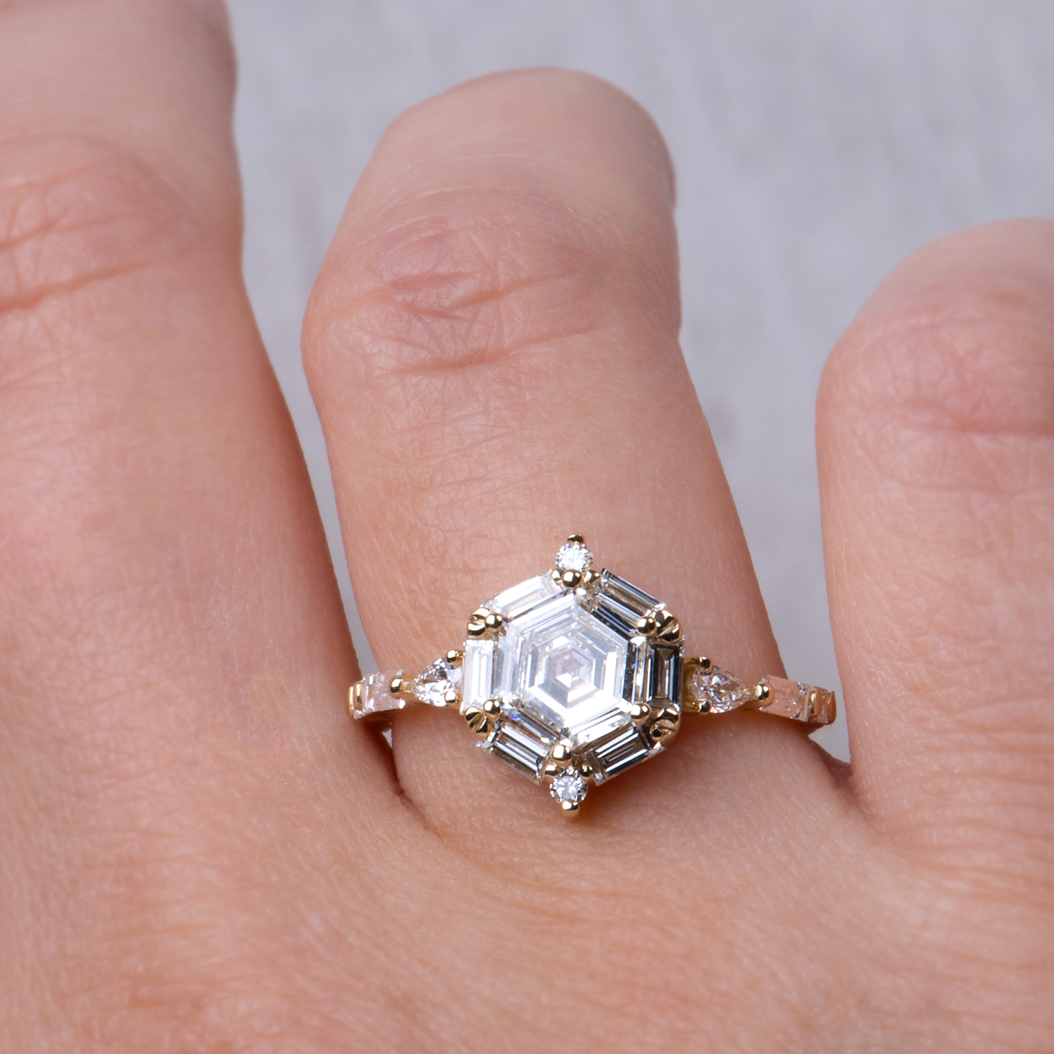 geometric diamond engagement ring