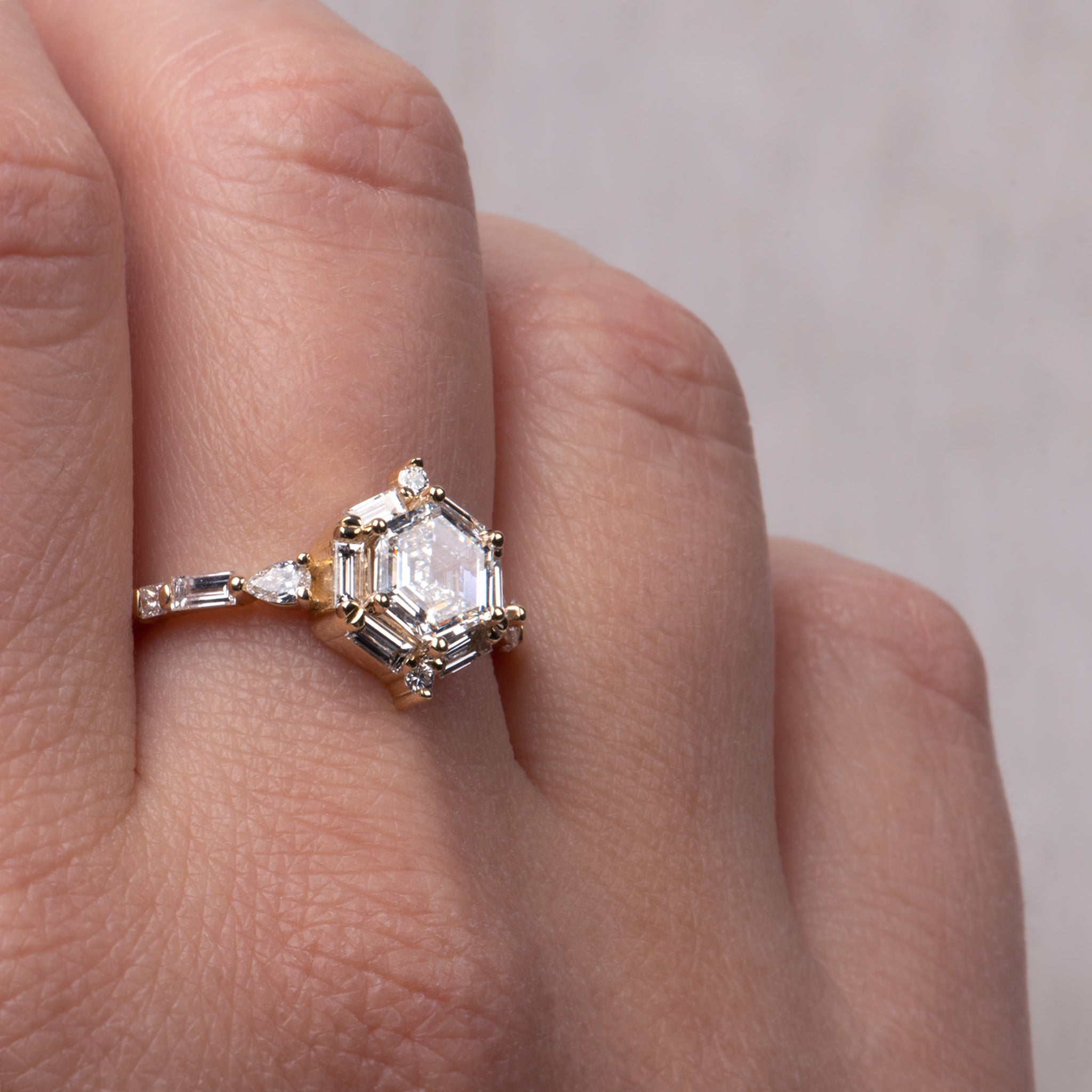 geometric diamond engagement ring