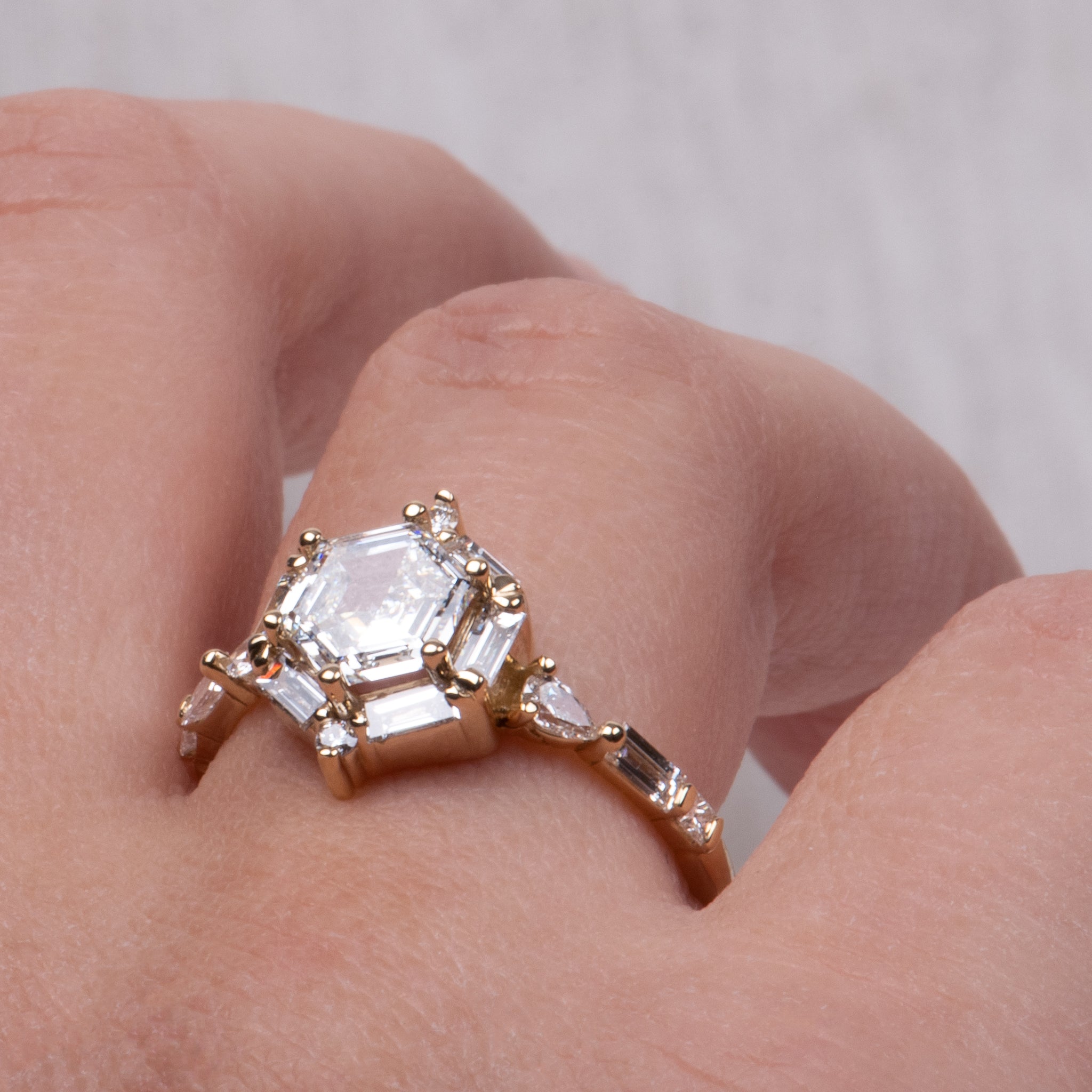 geometric diamond engagement ring
