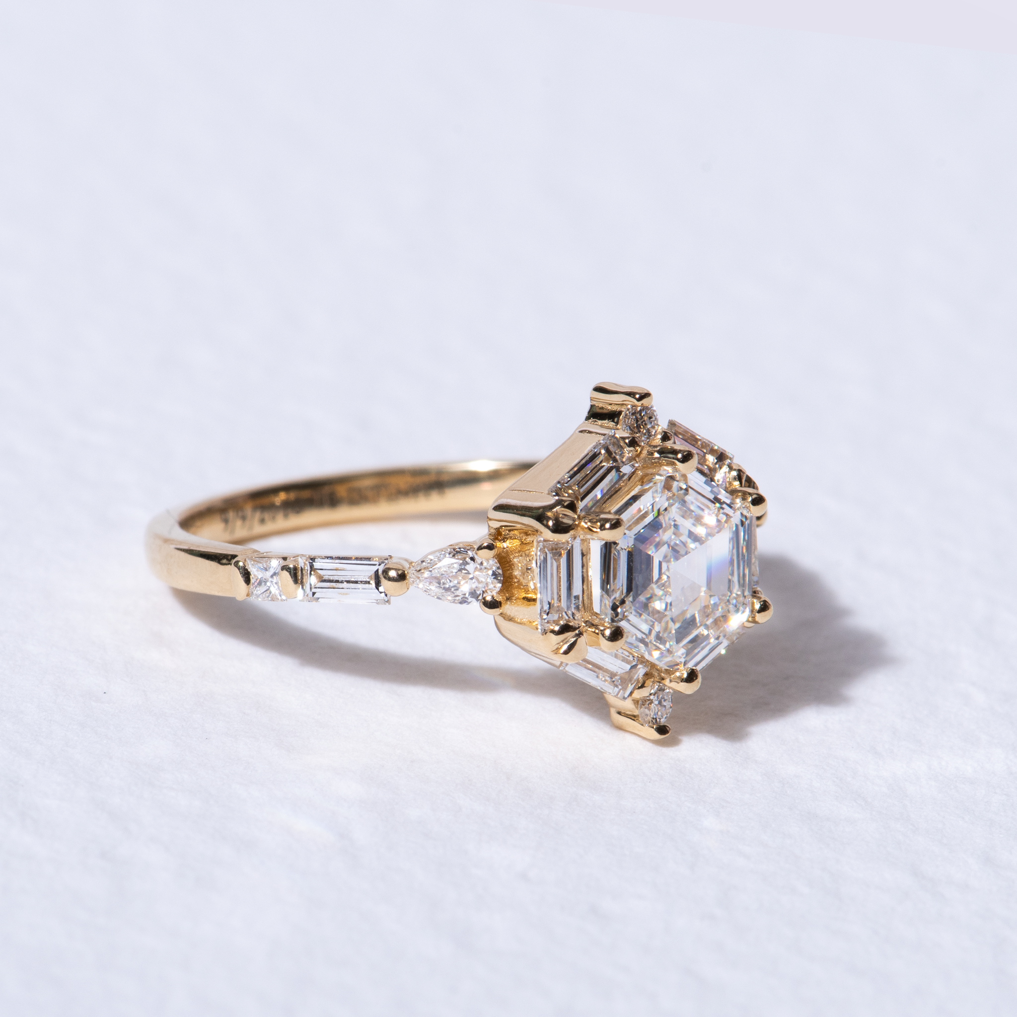 geometric engagement ring 14k