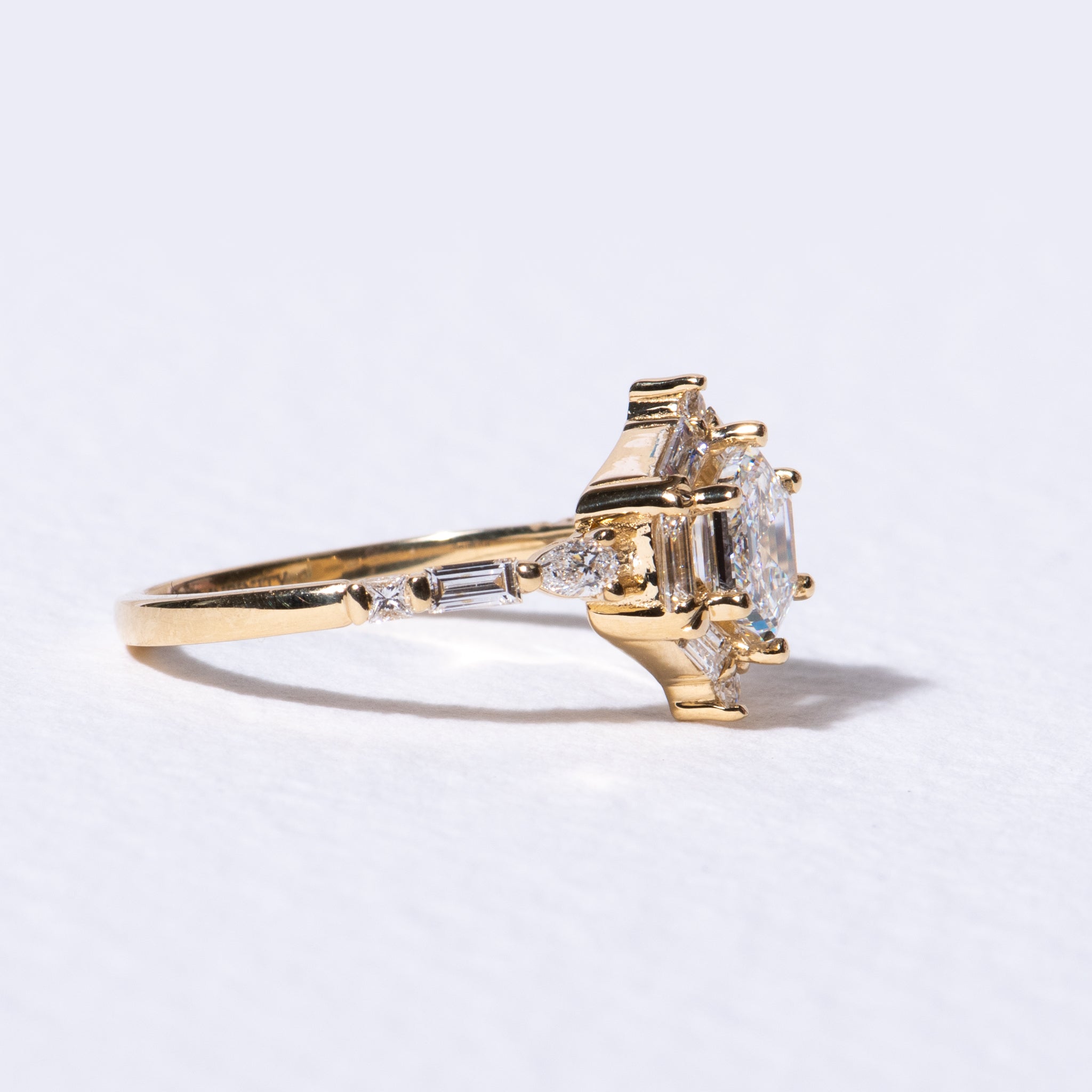 geometric diamond engagement ring