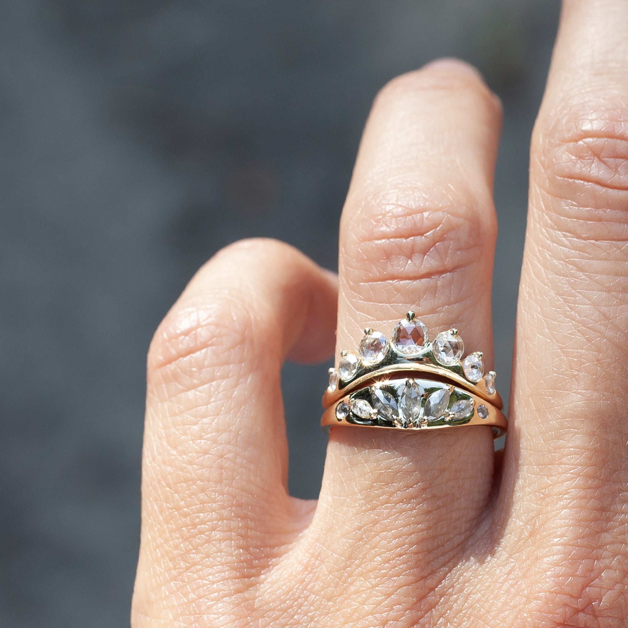 Diamond contour wedding band