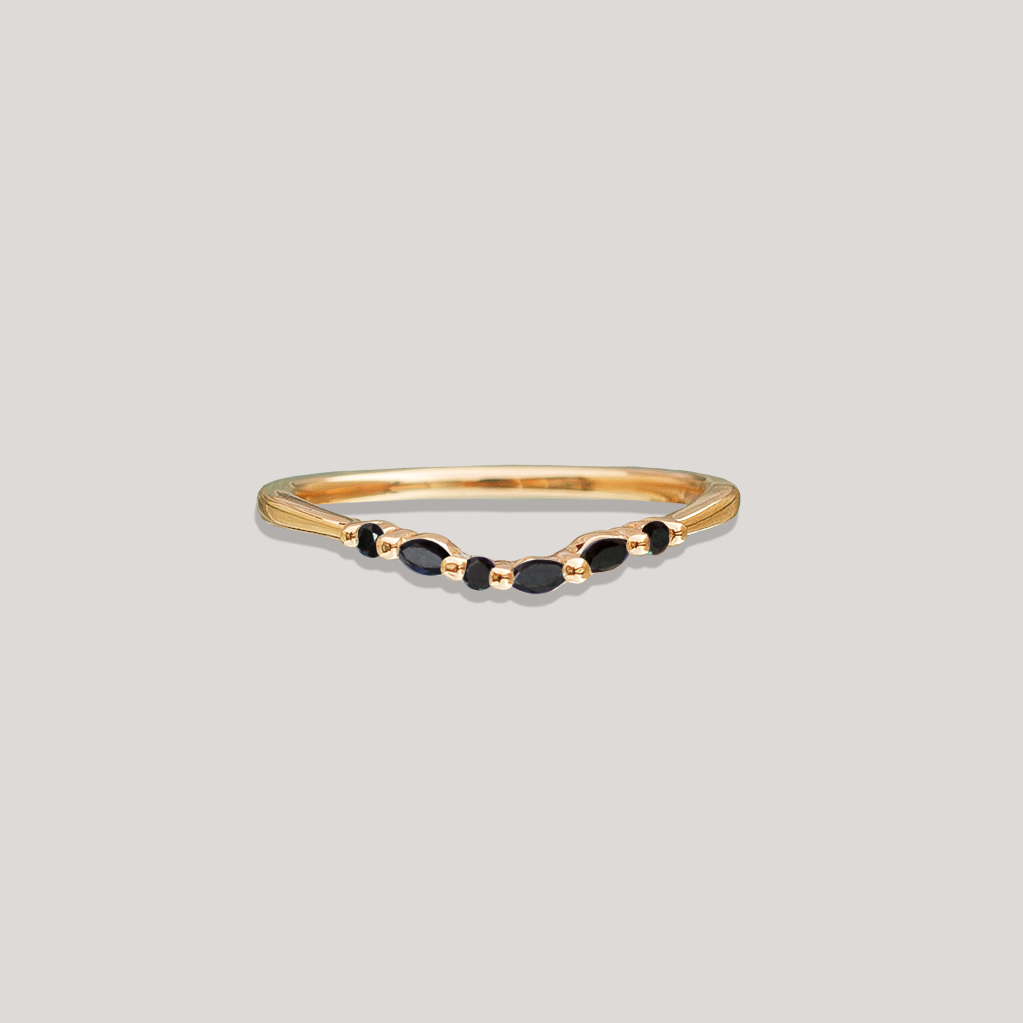 Black diamond marquise contour ring