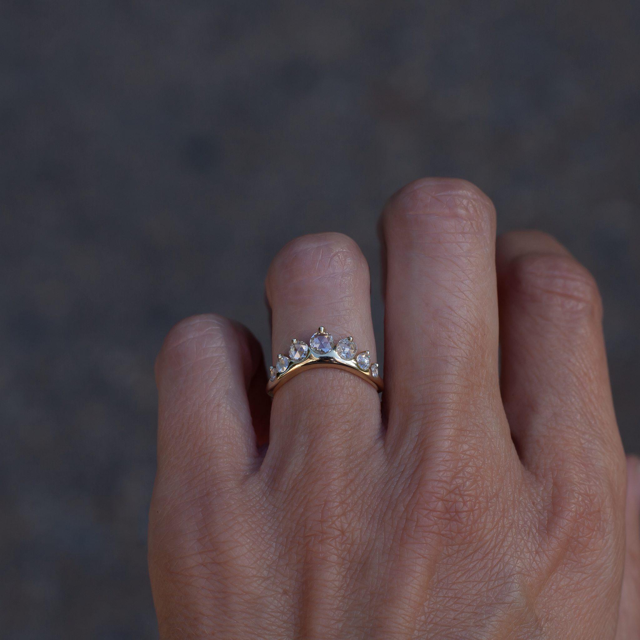 Diamond contour wedding band