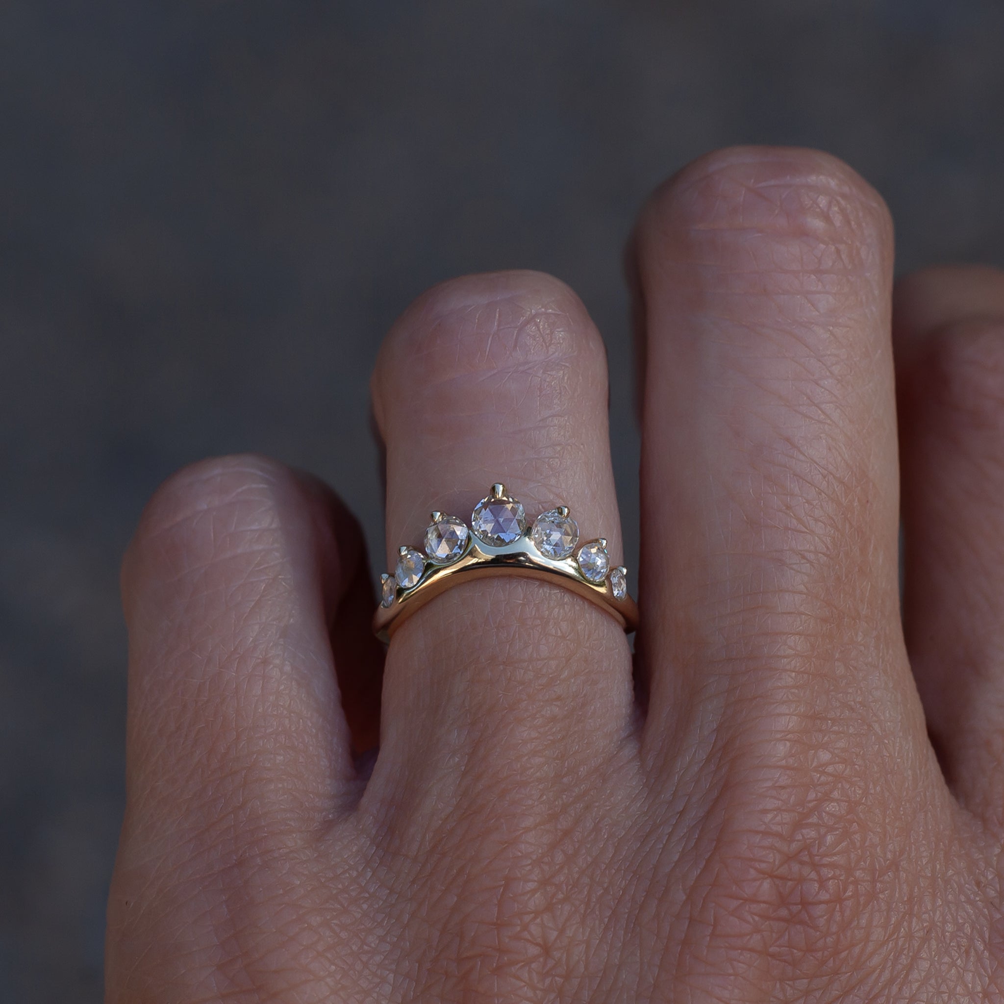 Diamond contour wedding band