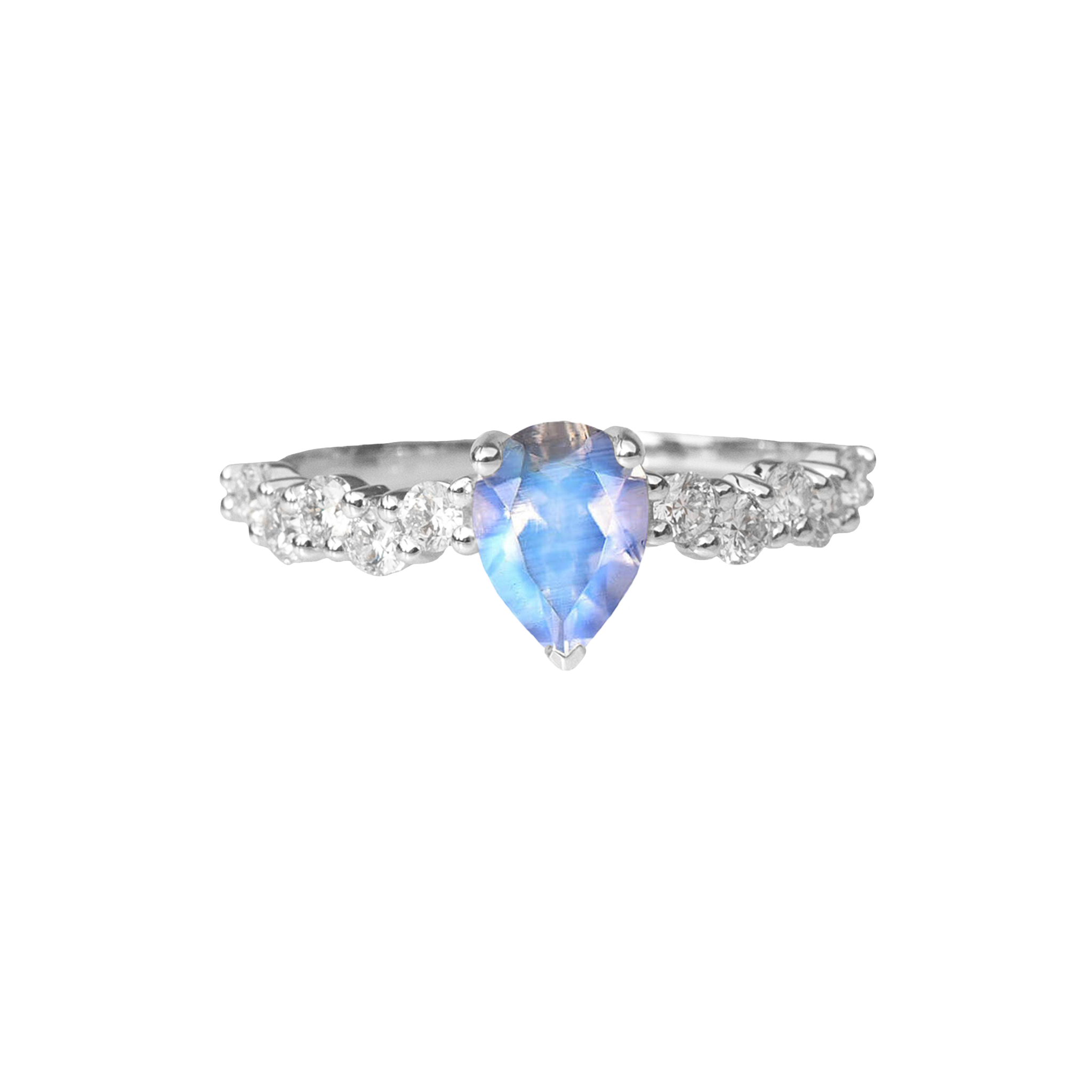 Pear moonstone diamond ring