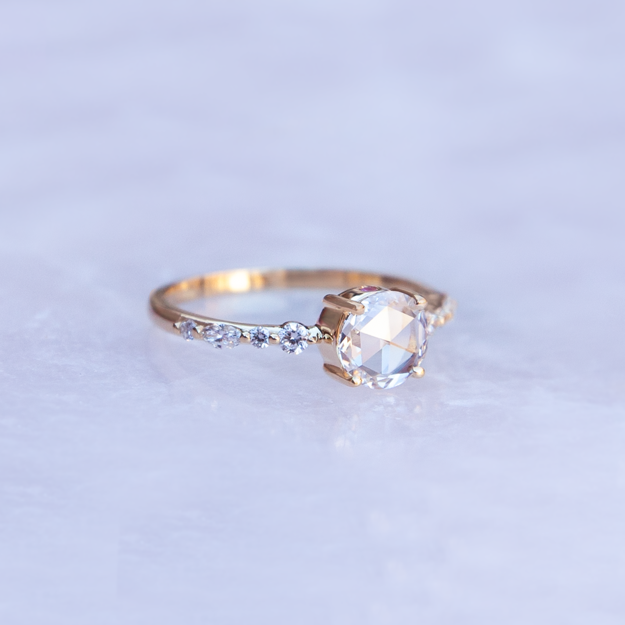 Rose cut diamond ring