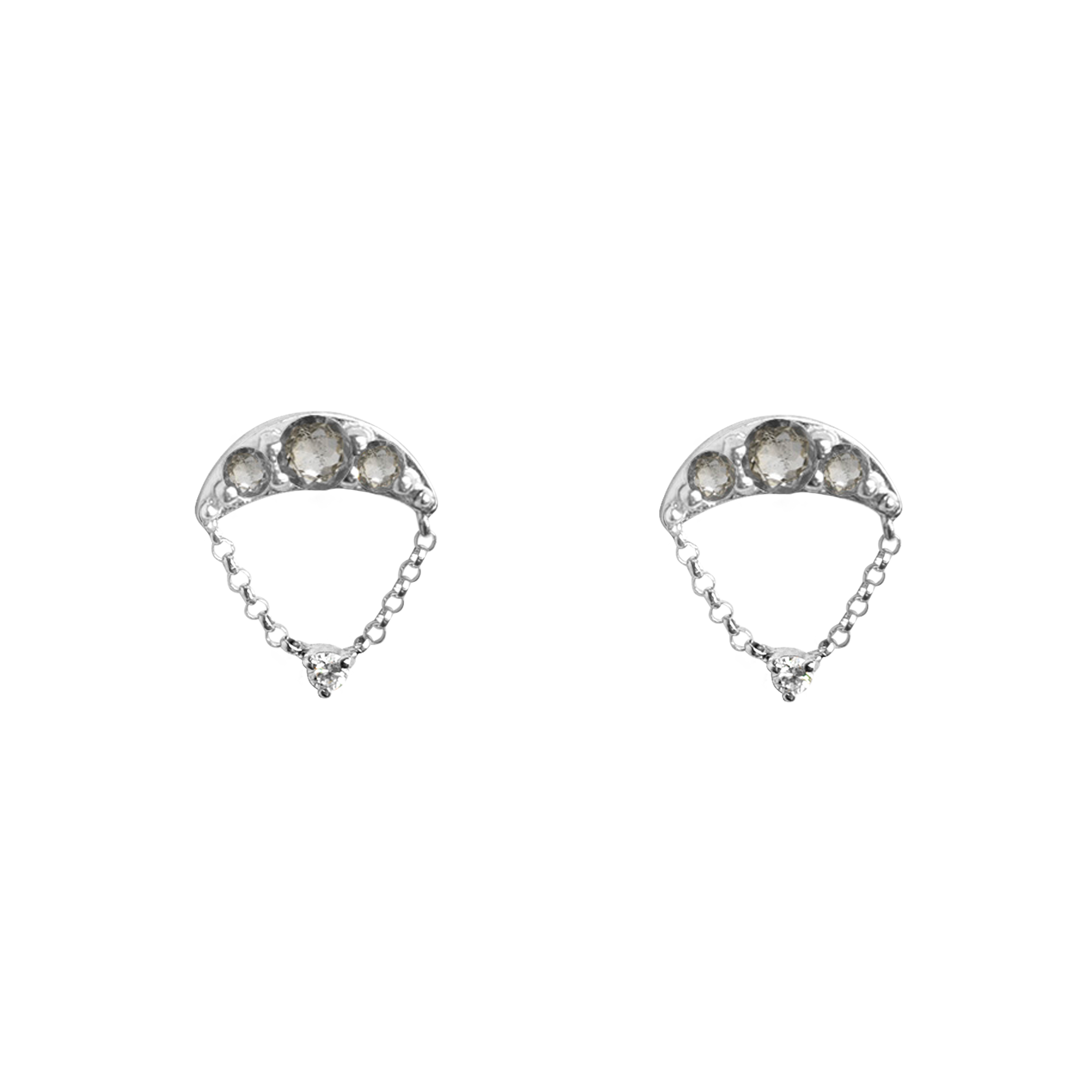 Salt and pepper round rose cut diamond cluster drop earrings studs made in 14k or 18k gold.