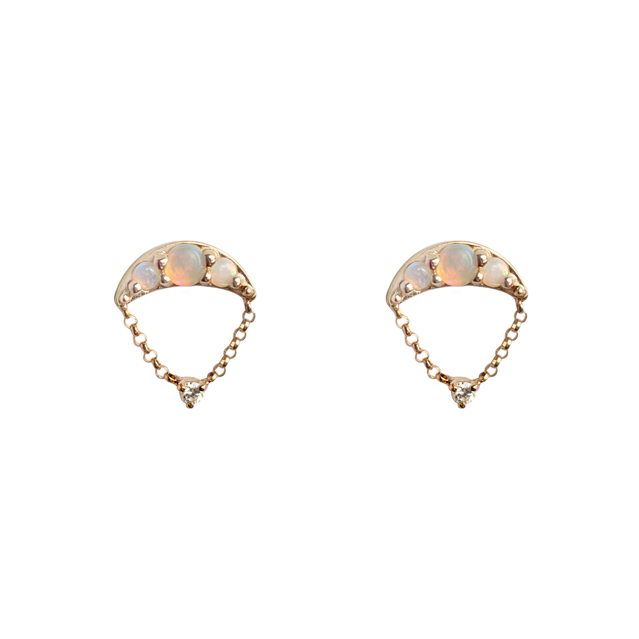 opal earrings in gold