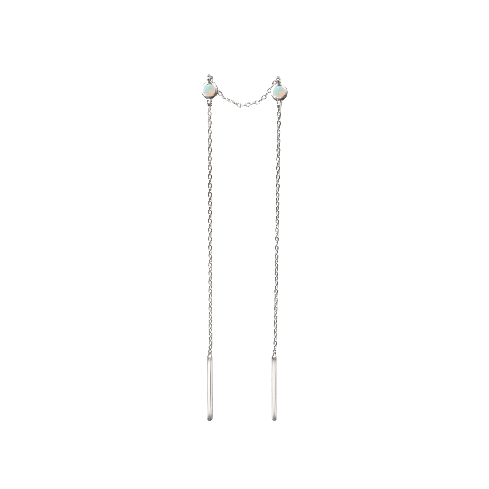 White gold threader earring