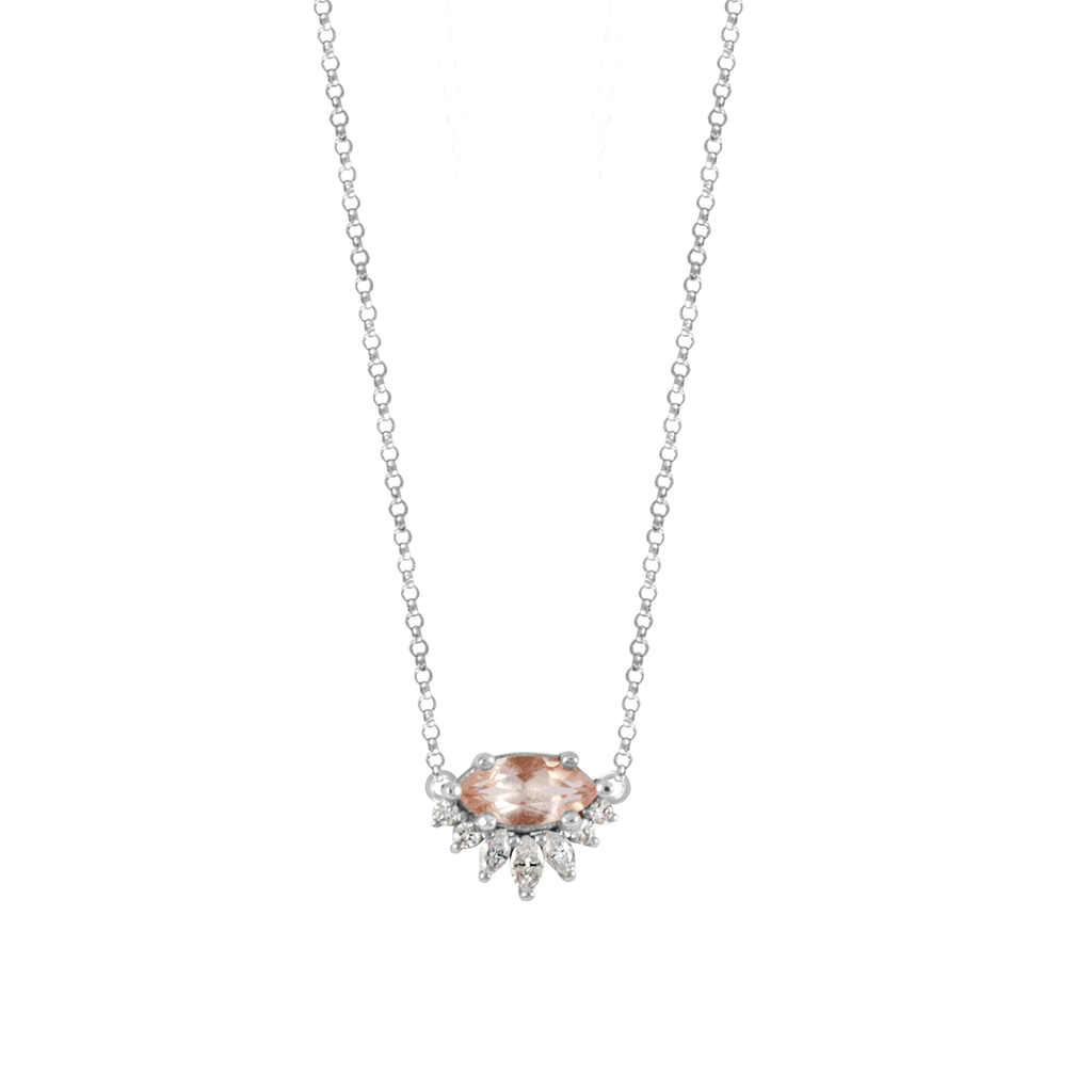 Morganite white gold necklace