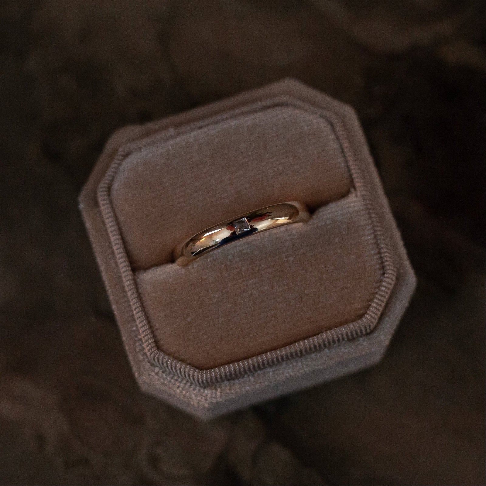 Aquamarine wide band 14k