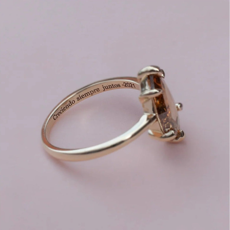 Geometric Champagne diamond engagement ring 14K