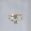 Delicate solitaire diamond engagement ring, set with four double prongs, made in 14k or 18k yellow gold