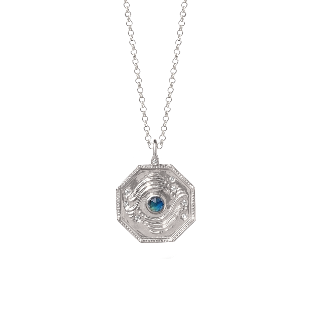 white gold sapphire charm