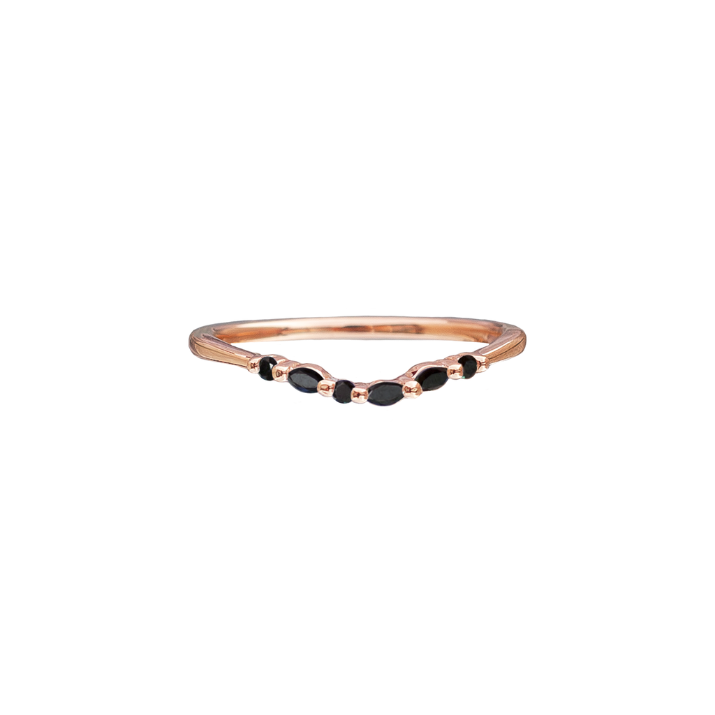 black marquise diamond ring rose gold