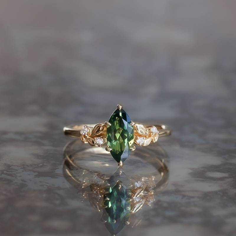 Marquise sapphire engagement ring 14k