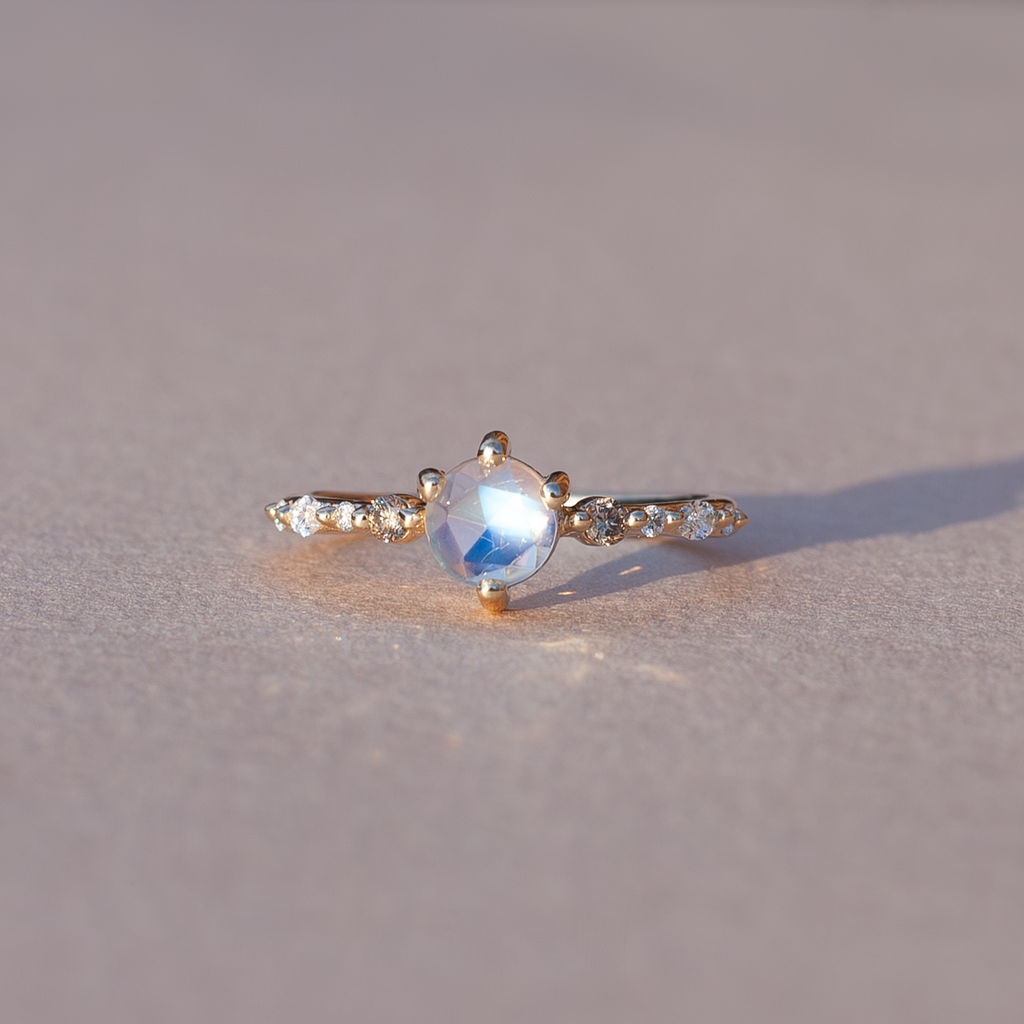 moonstone diamond gold ring