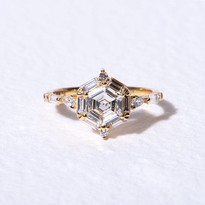 geometric diamond engagement ring 14k