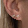 Half moon opal everyday earrings, made in 14k yellow gold.