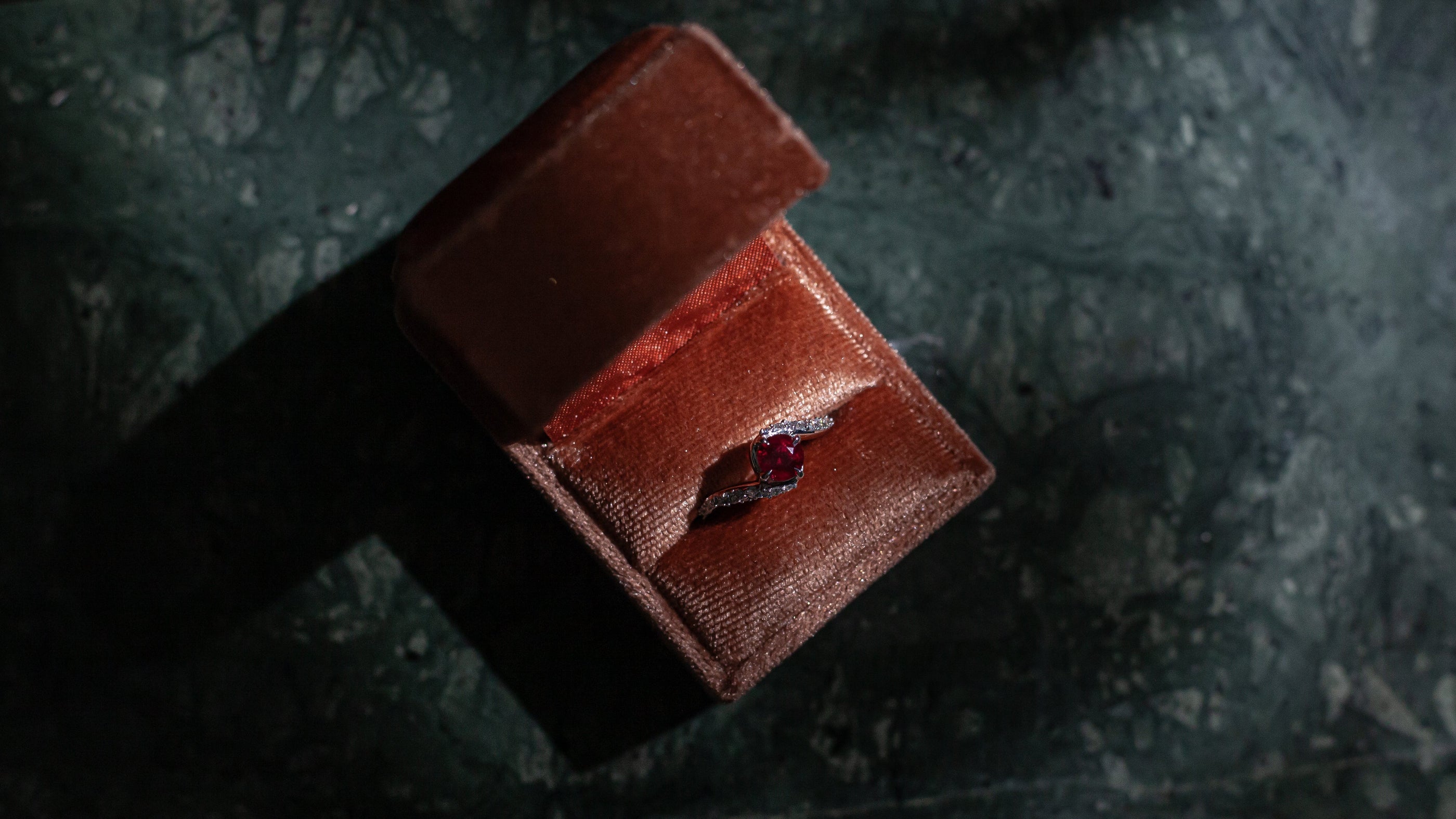 Pigeons blood ruby engagement ring