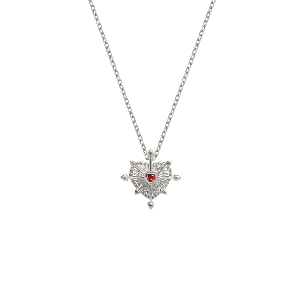 Red heart solid white gold charm