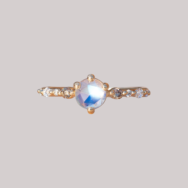 yellow gold moonstone ring