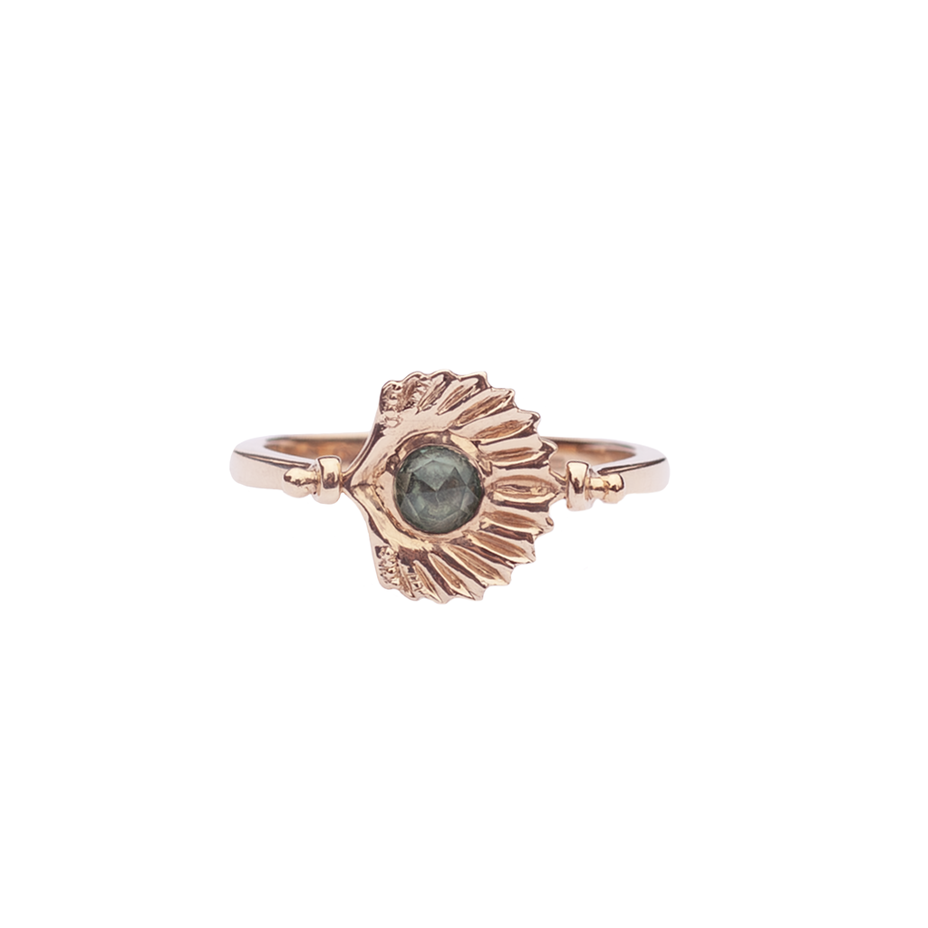 teal sapphire gold ring