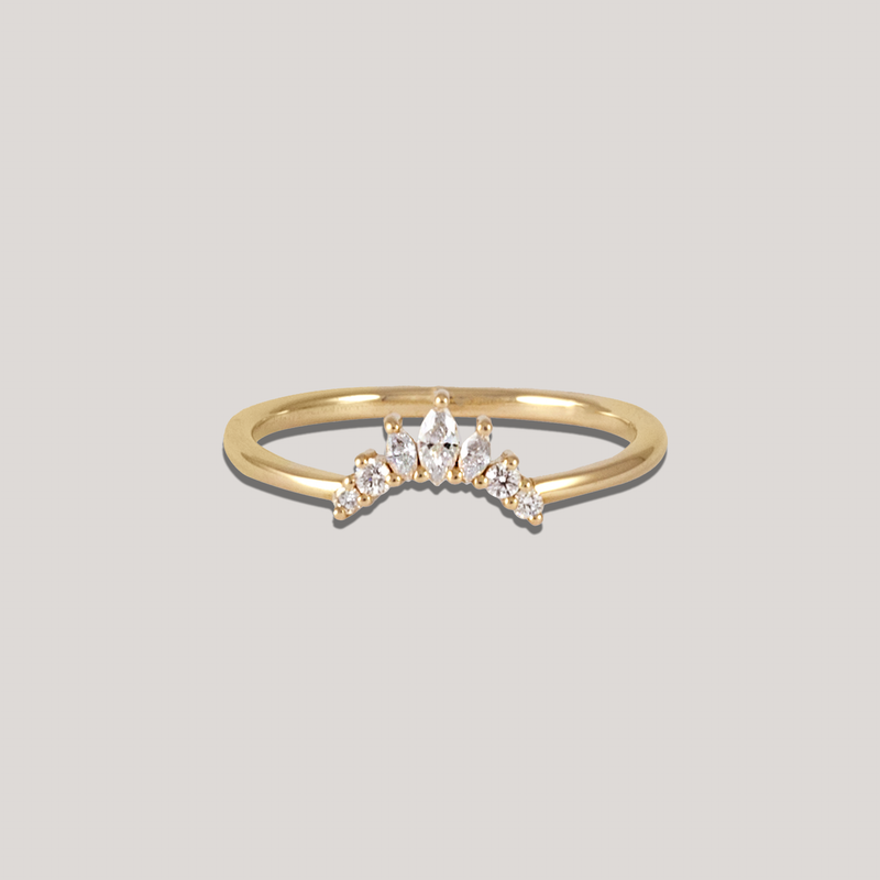 Marquise diamond crown ring