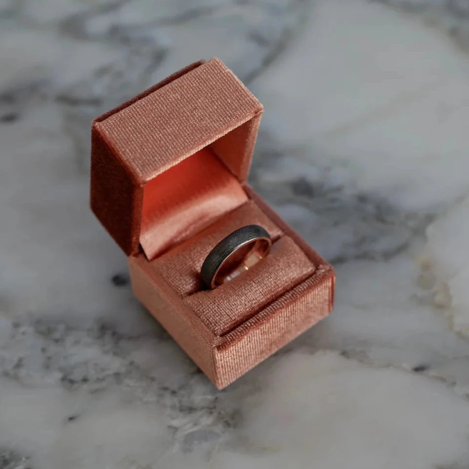 black and gold wide wedding band 14k