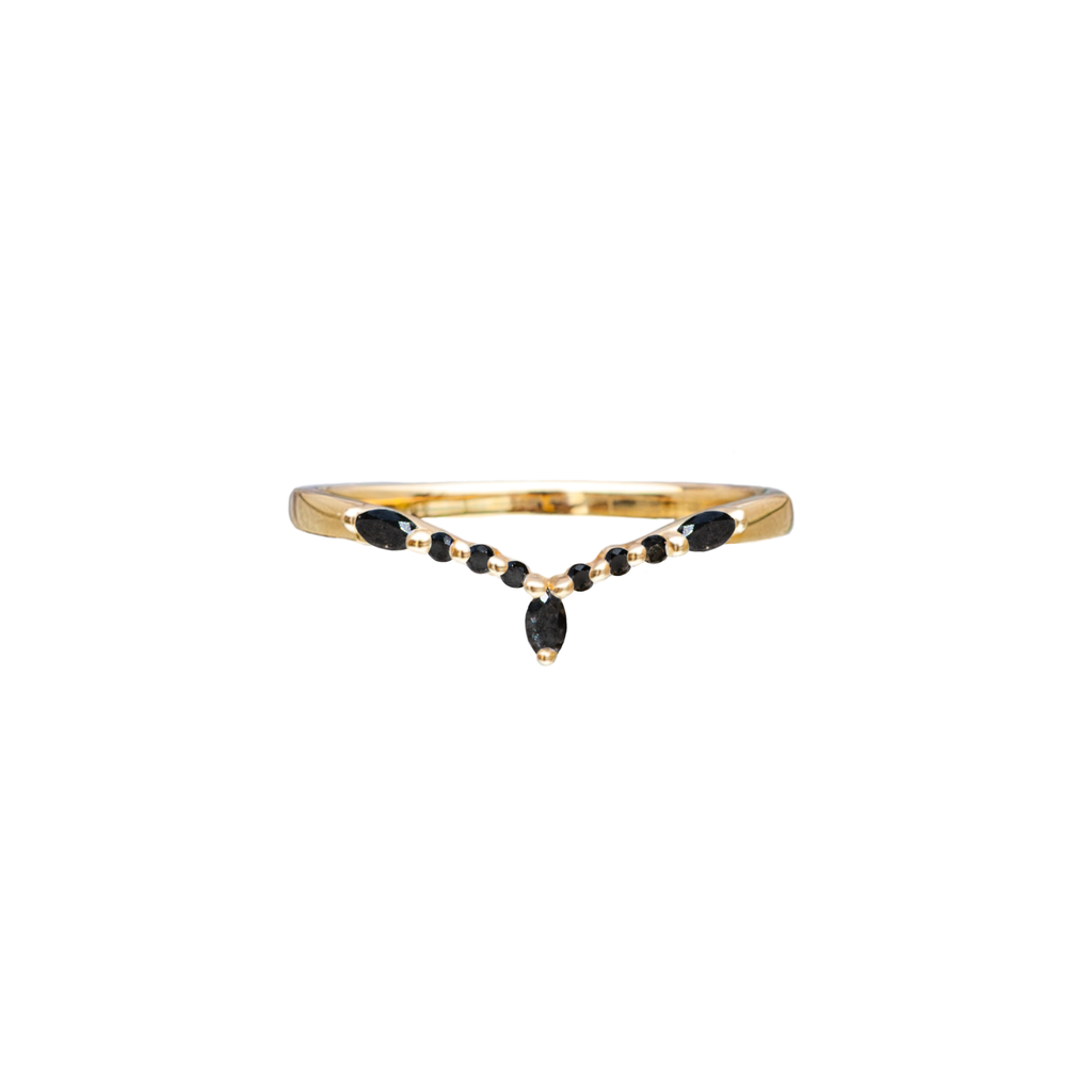 black diamond wedding ring in yellow gold 