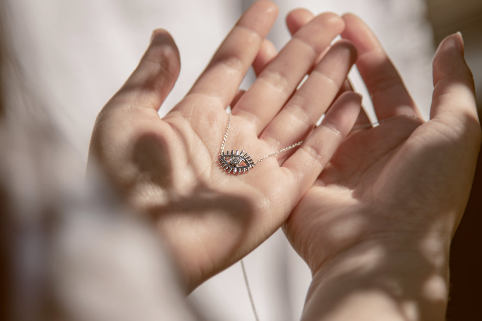 evil eye necklace 14k white gold