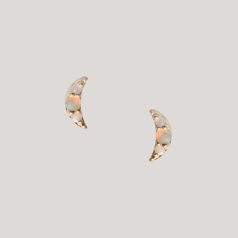opal and gold earring studs