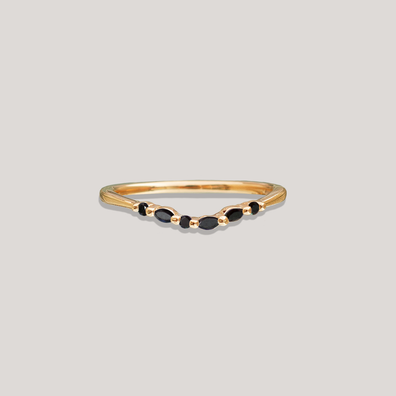 Black diamond marquise contour ring