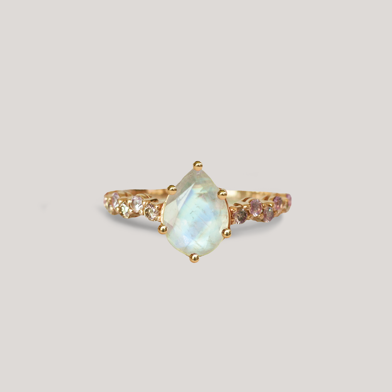 Moonstone diamond ring