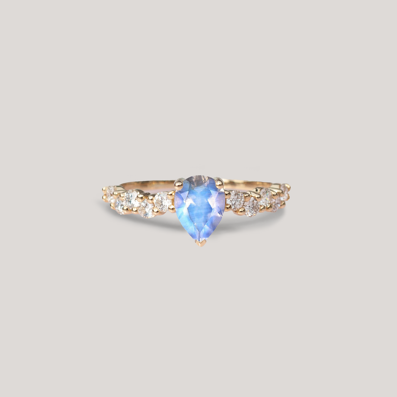 Moonstone diamond ring