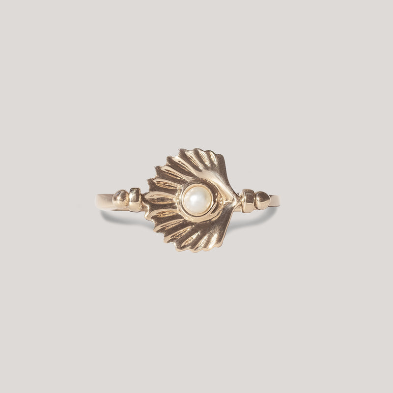 gold shell ring 14k