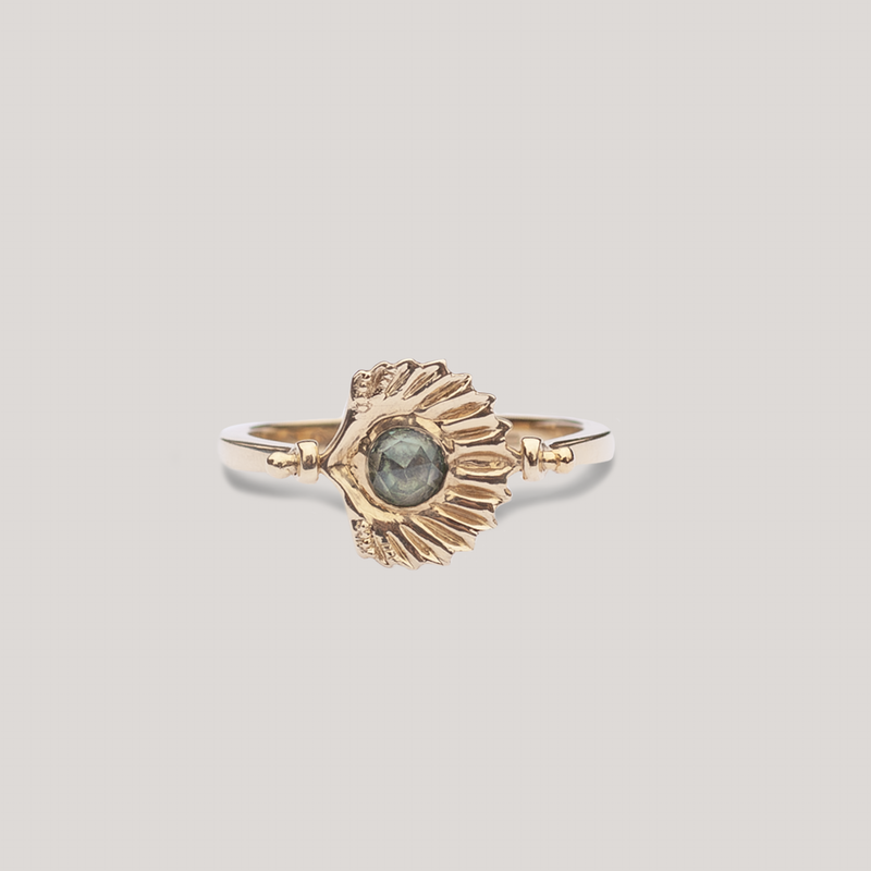 gold shell ring 14k