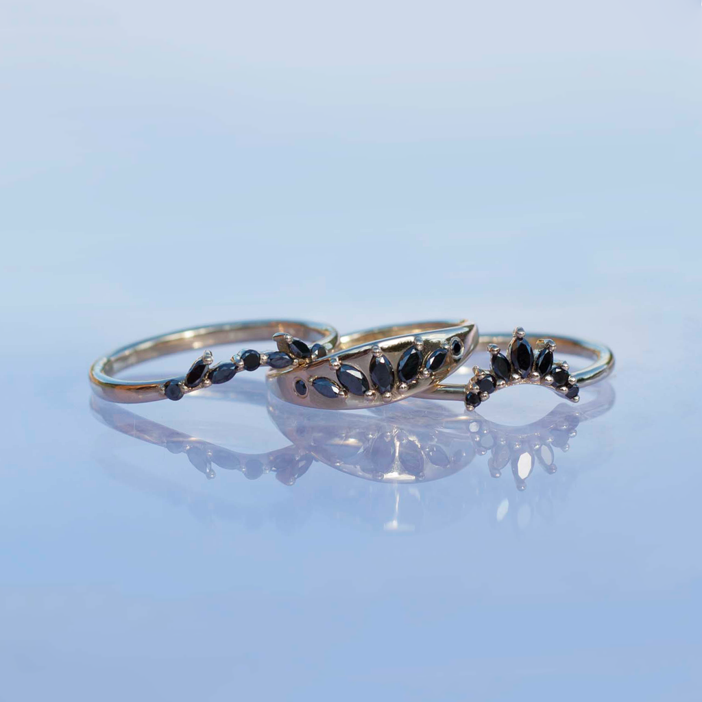 marquise black diamond wedding ring