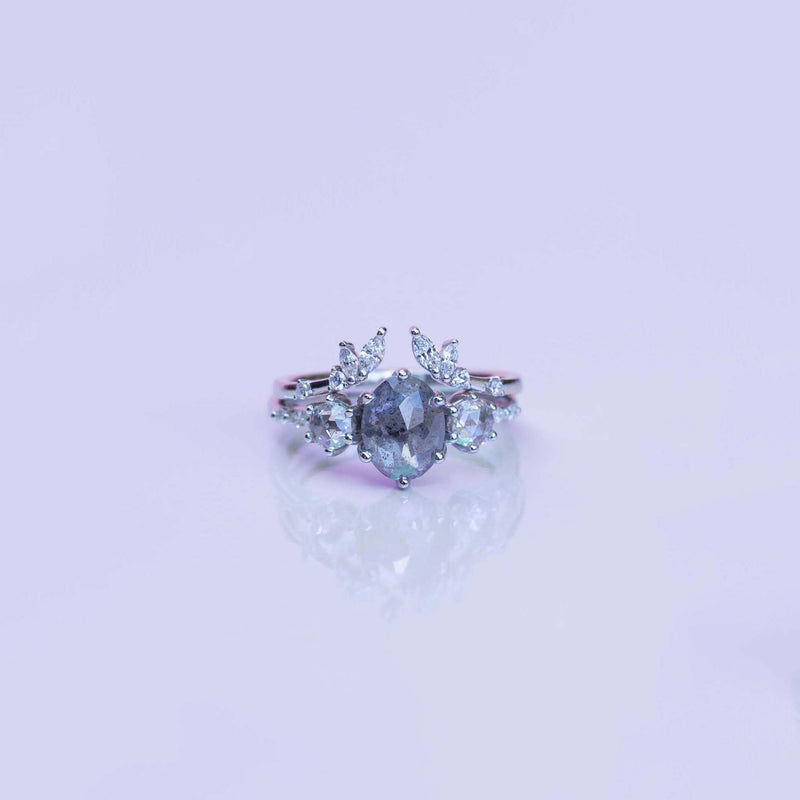 Salt and pepper diamond engagement ring