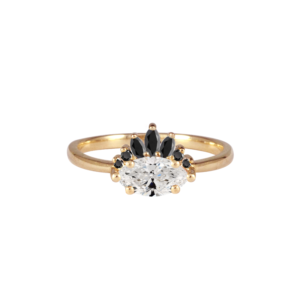 Black marquise diamond ring