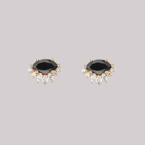 Black diamond marquise earring stud.