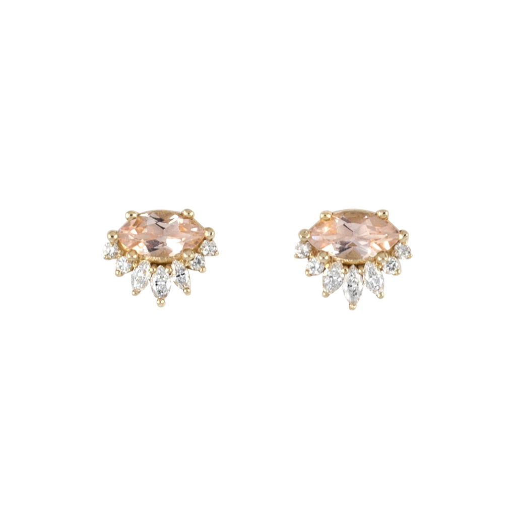 morganite gold earrings