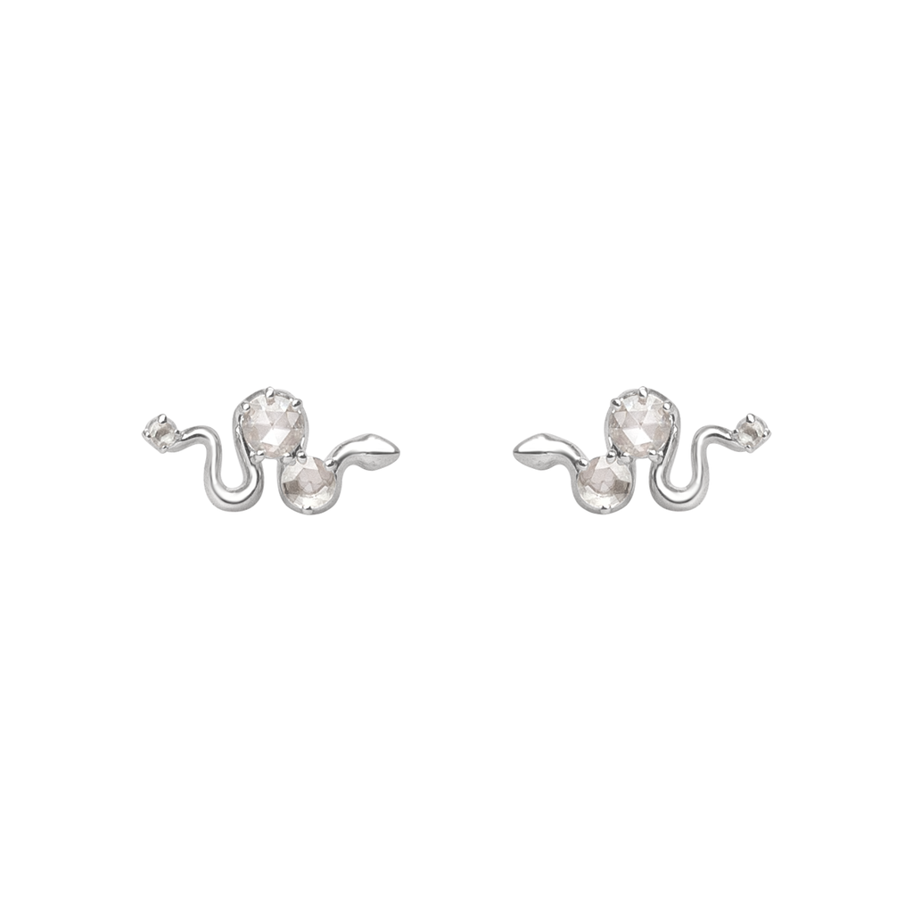 serpent earrings white gold 