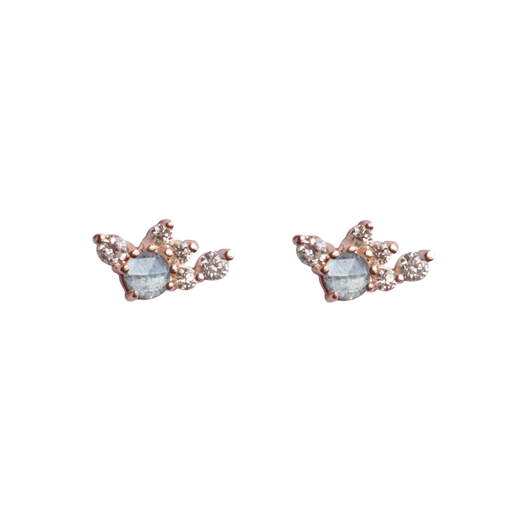 rose cut diamond cluster earrings