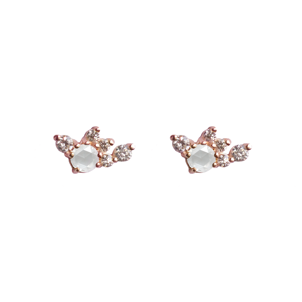 cluster earrings white gold