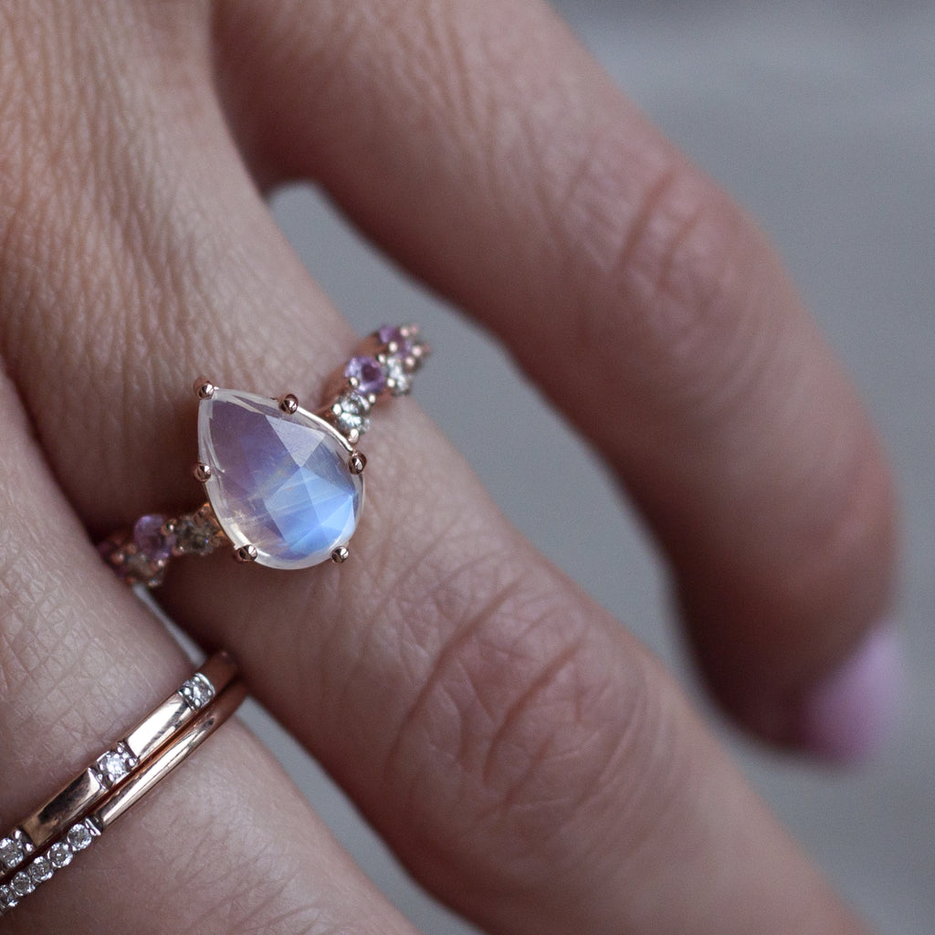 pear shaped moonstone ring