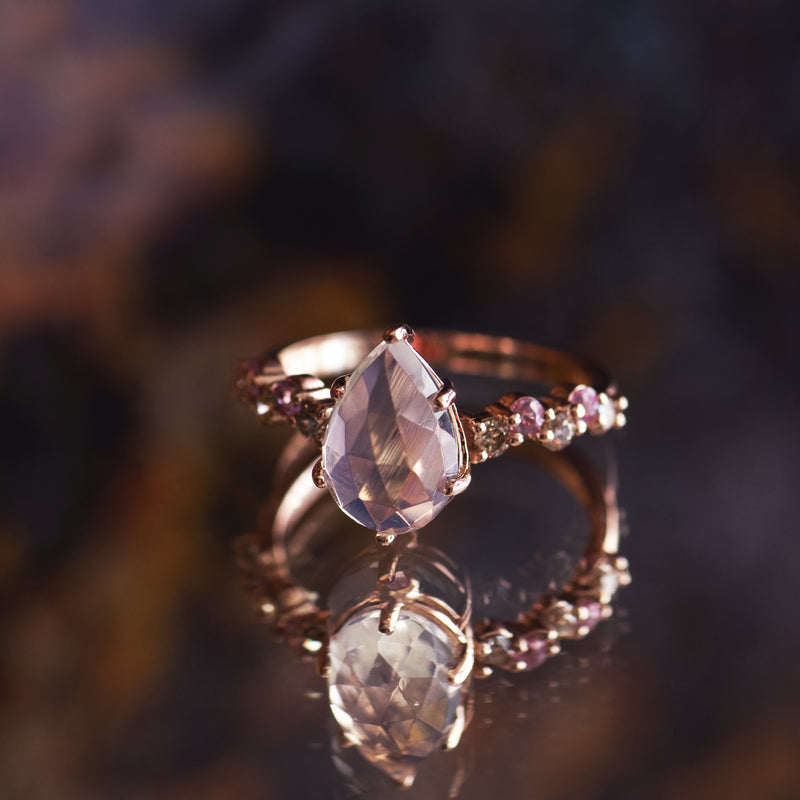 Moonstone diamond ring
